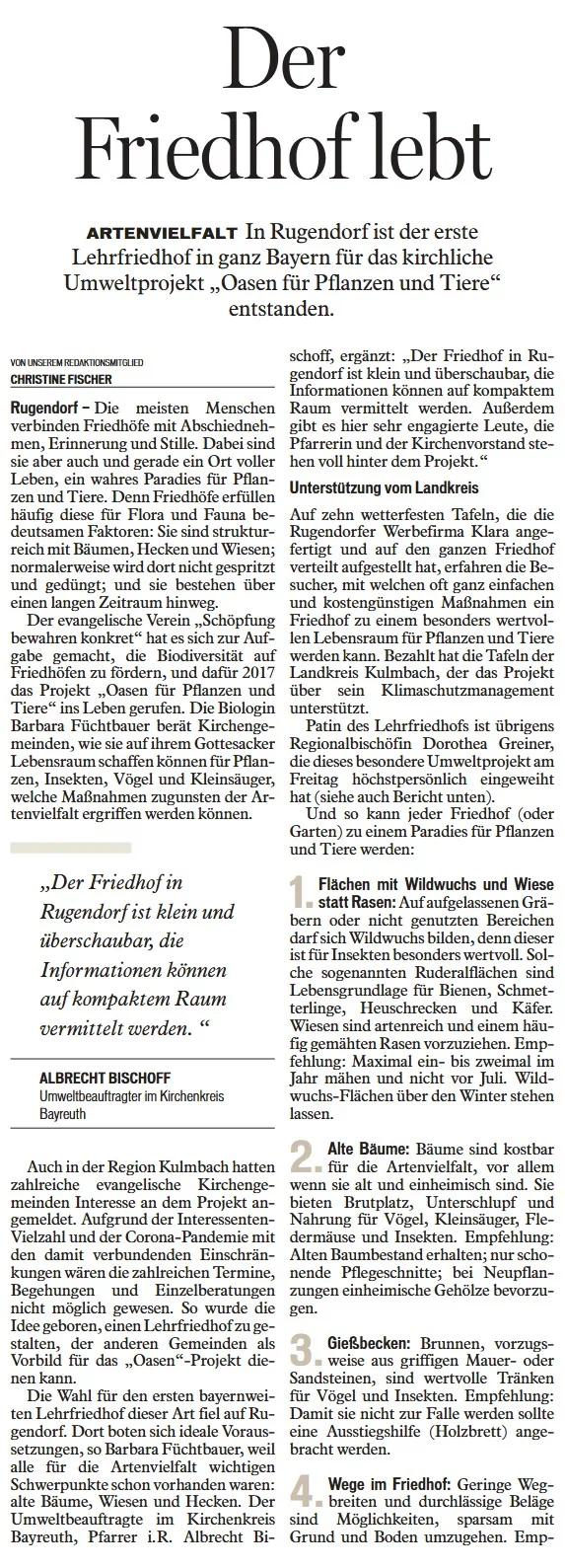 Seite1 des Presseberichtes