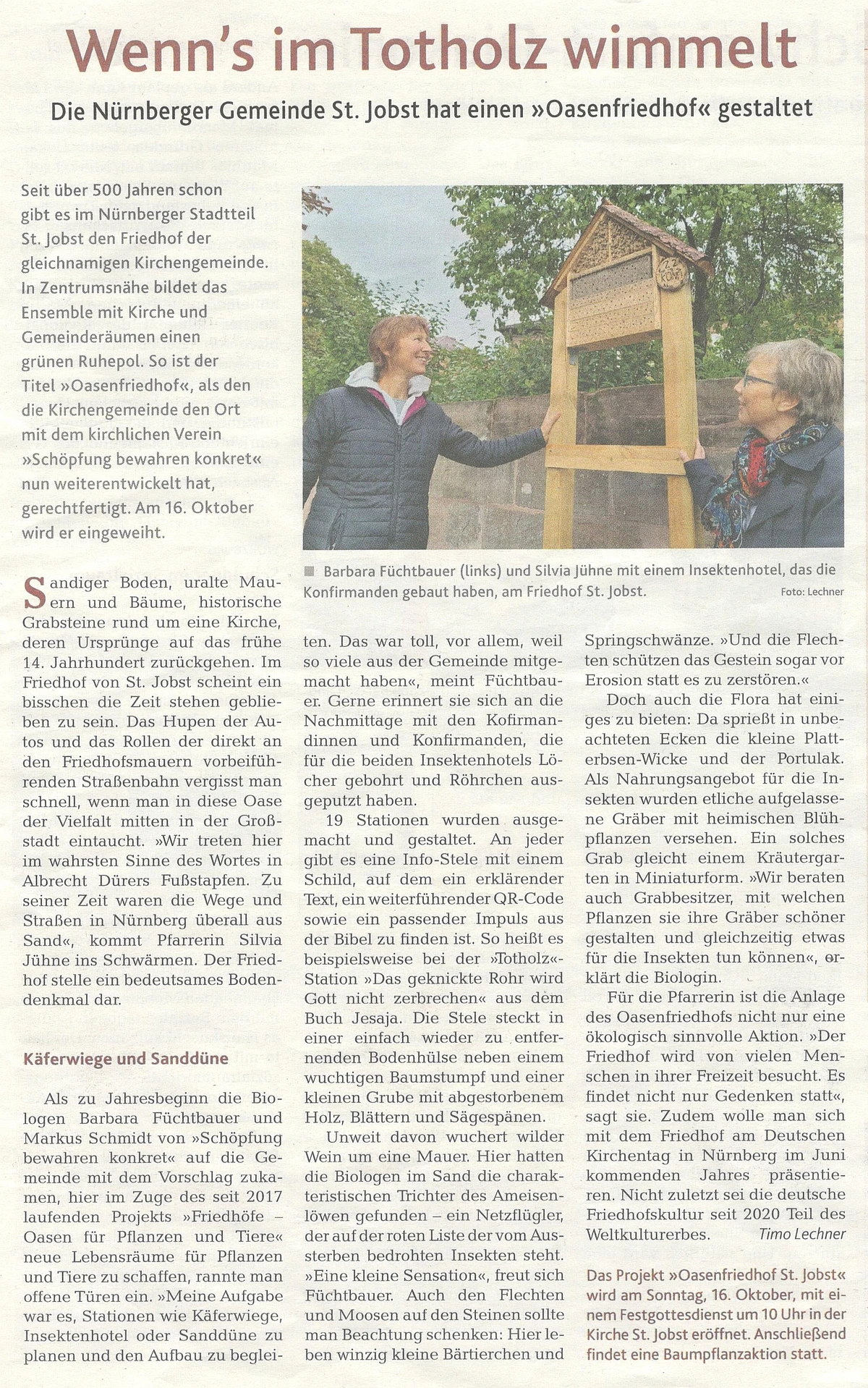 Artikel aus dem Sonntagsblatt vom 16. Oktober 2022